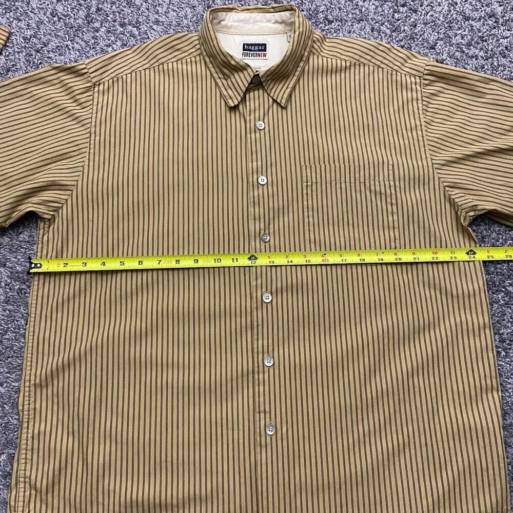 Vintage Striped Button Down Shirt Long Sleeve Vertical Stripe y2k Brown Large - Picture 5 of 8